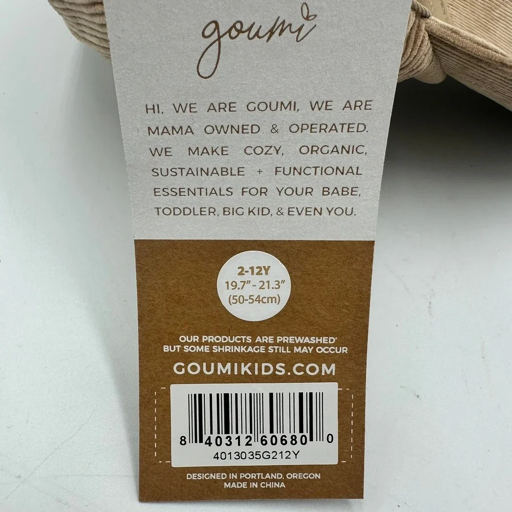 Goumi Corduroy Baseball Cap Kids 2-12Y Tan Adjustable Organic‎ Sustainable Hat